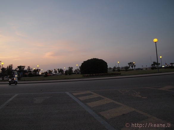 Sun setting in Rimini and motorino