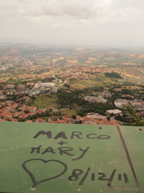 View from the top of San Marino and Love Graffiti