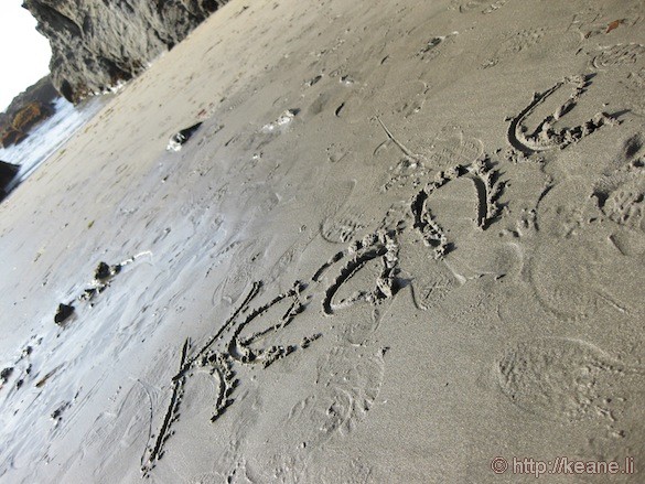 Name in Sand at Glass Beach in Fort Bragg