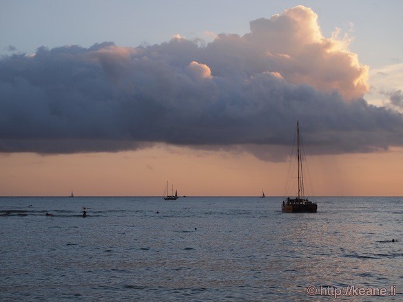 Sunset over Waikiki Beach on Oahu