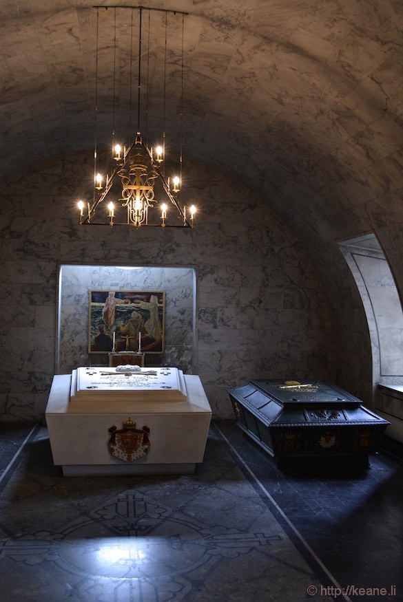 Sarcophagi of King Haakon VII, Queen Maud, King Olav V and Crown Princess Märtha at Akershus Fortress