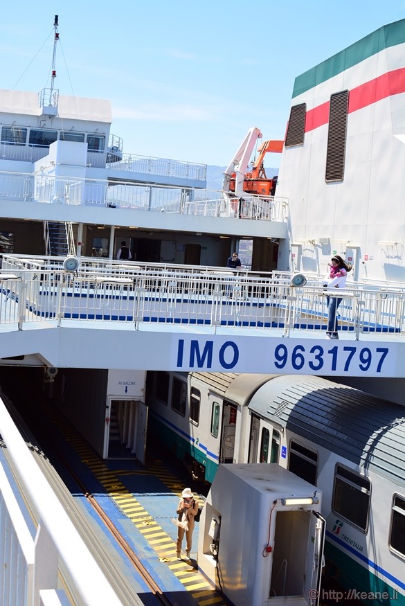 Train Boarding Ferry to Cross the Strait of Messina from Sicily to Mainland Italy