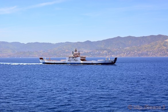 Train Boarding Ferry to Cross the Strait of Messina from Sicily to Mainland Italy