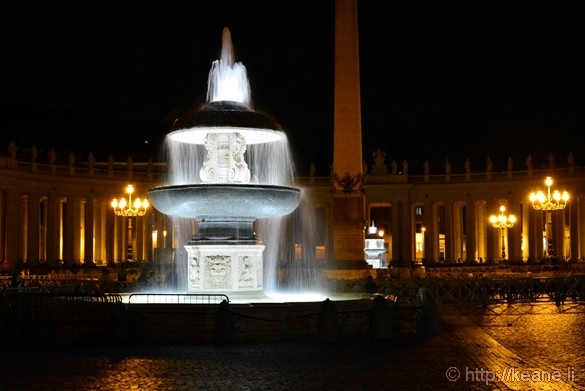 Fountain in Saint Peter's Square at Night