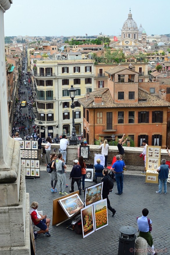 View from the Top of the Spanish Steps of Via dei Condotti