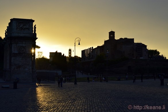 Arco di Costantino and the Foro Romano at Sunset