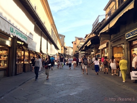 Inside Ponte Vecchio in Florence