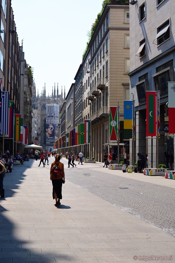 Girl Walking Towards Duomo in Milan