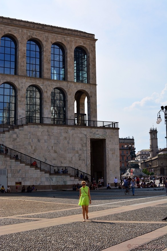 Girl with Yellow Dress in Piazza del Duomo in Milan