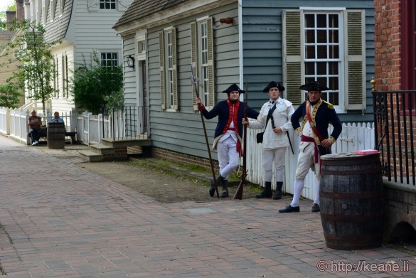 Colonial Williamsburg - Three Soldiers on Duke of Glouester Street