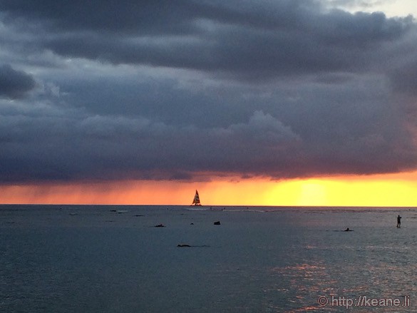 Oahu - Sailboat at Sunset