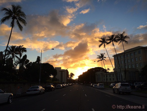 Oahu - Sunset Over Punchbowl Street in Downtown Honolulu