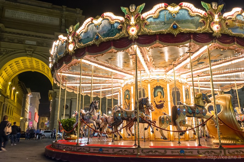 Carousel in Piazza della Repubblica at Night