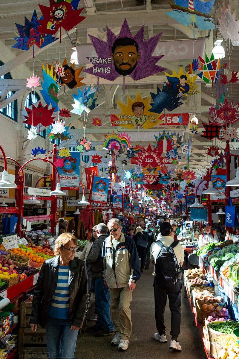 Banners Celebrating Canada's 150 Years in a Saint John Market